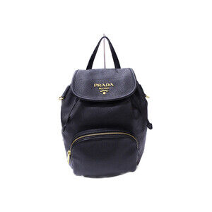 PRADA Leather Backpack Bag Black Rucksack Shoulder